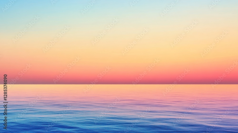 Tranquil Sunrise Over Ocean Reflecting Soft Pastel Colors in Serene Mood Tranquil Sunrise Over Ocean Reflecting Soft Pastel Colors in Serene Mood