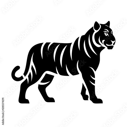 Majestic  tiger icon with soft shading, symbolizing rarity and grace.