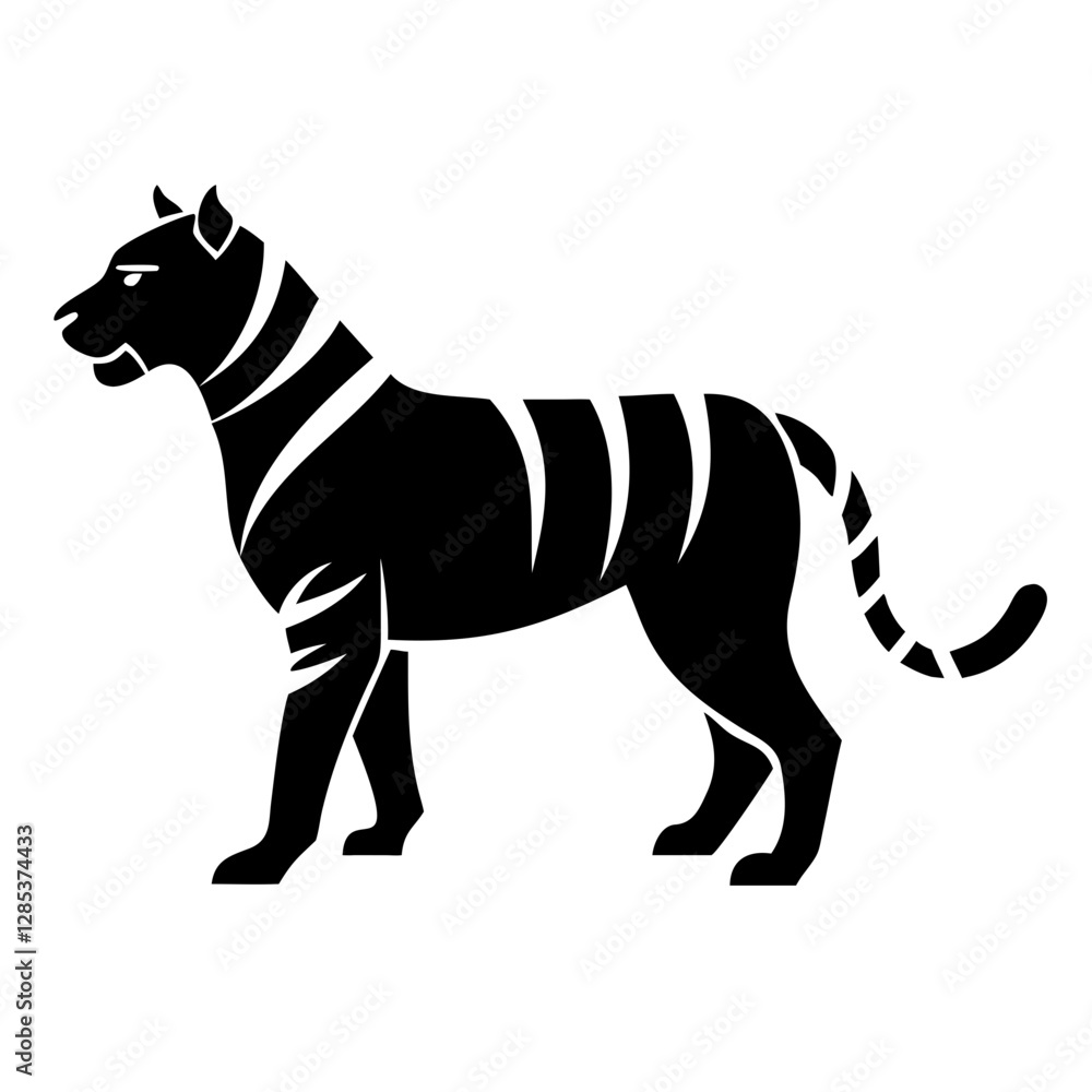Obraz premium Geometric tiger design with sharp edges and symmetry, ideal for contemporary branding.