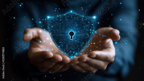 Obraz na płótnie Digital Shield Cybersecurity Data Protection Network Security w salonie