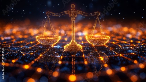 Obraz na płótnie Glowing Scales of Justice Abstract Law Concept w salonie