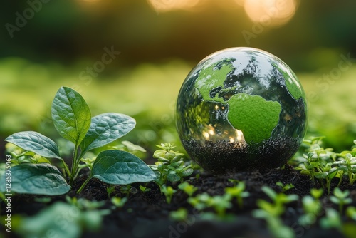 Obraz na płótnie Green Planet Earth Globe Seedlings w salonie