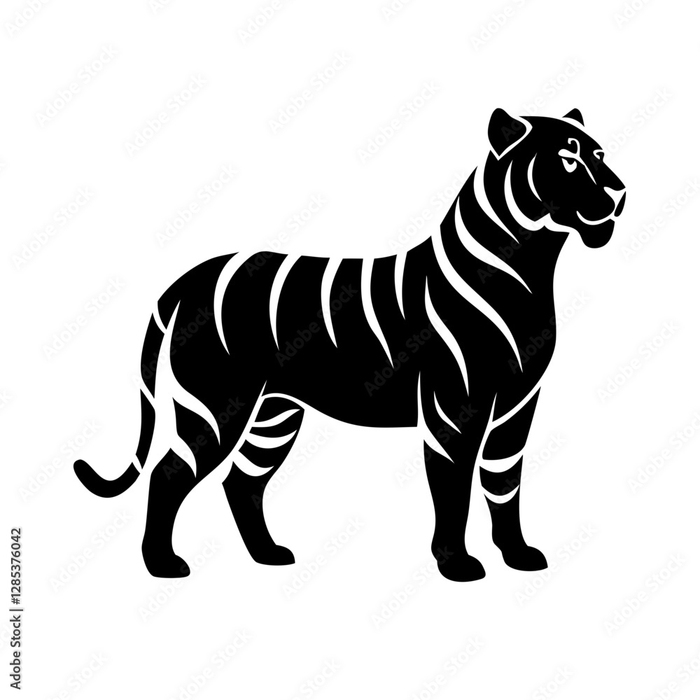Minimalist tiger icon in a clean, modern style, perfect for digital and print designs. Minimalist tiger icon in a clean, modern style, perfect for digital and print designs.