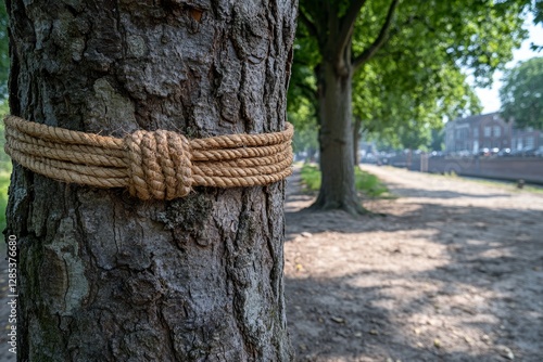 Obraz na płótnie Tree Trunk with Rope Nature Park Outdoor Summer w salonie