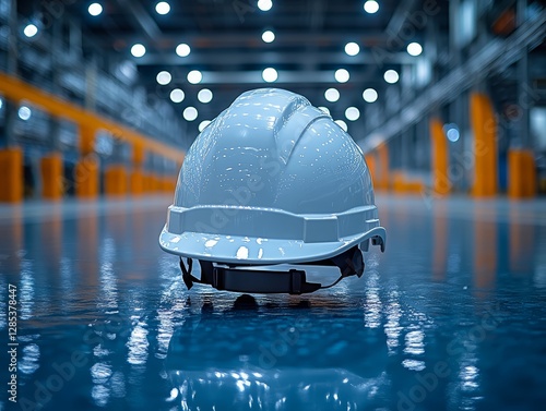Obraz na płótnie White Hard Hat Safety Helmet in Factory w salonie