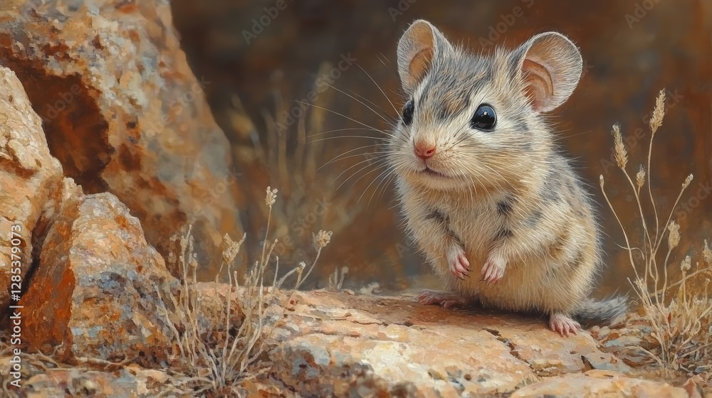 Adorable Desert Rodent on Rocks Wildlife Art
