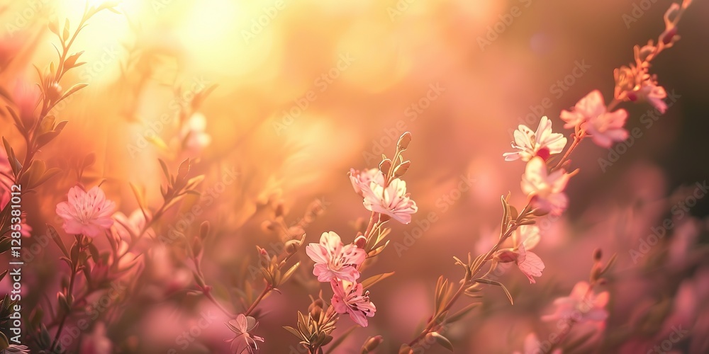 beautiful white grass flower blossoming field with bokeh light dreamy atmosphere spring time beautiful white grass flower blossoming field with bokeh light dreamy atmosphere spring time