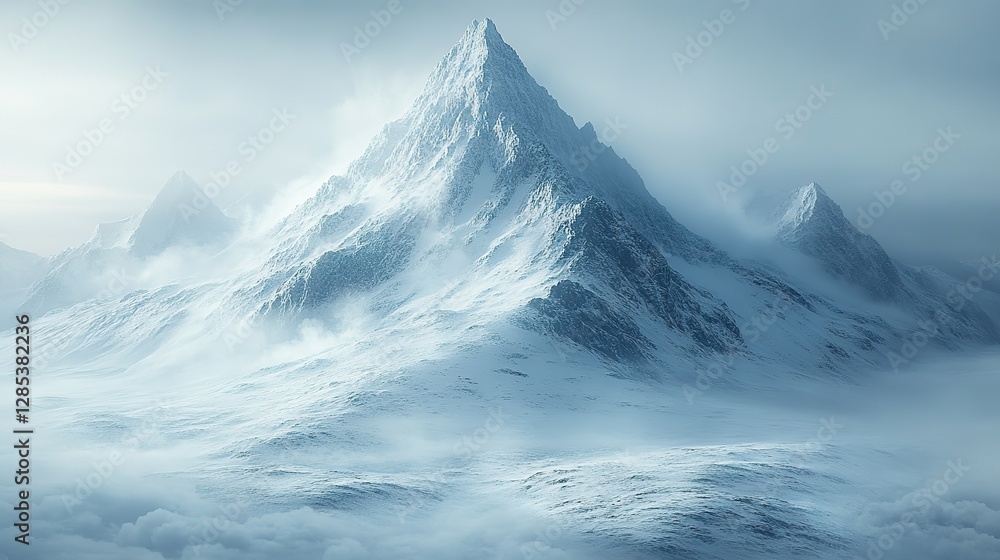 Obraz premium A serene snowy mountain landscape stands in majestic isolation