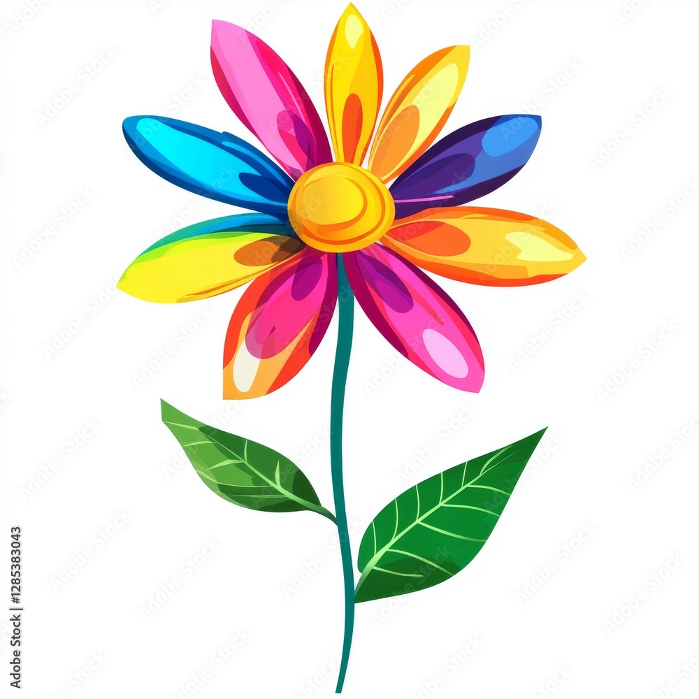 Naklejka premium Colorful flower illustration against white background