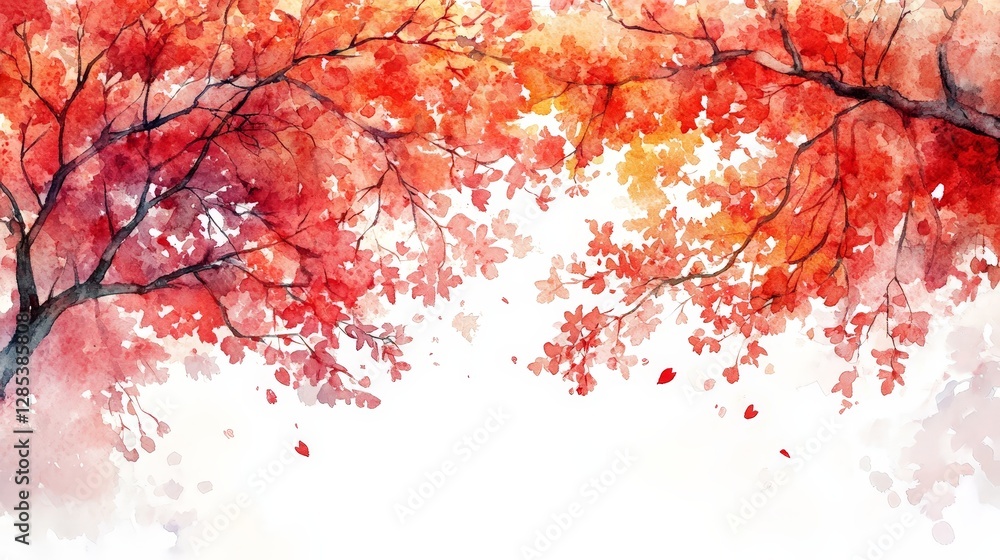 A vibrant watercolor depiction of autumn leaves, creating a serene and colorful atmosphere. A vibrant watercolor depiction of autumn leaves, creating a serene and colorful atmosphere.