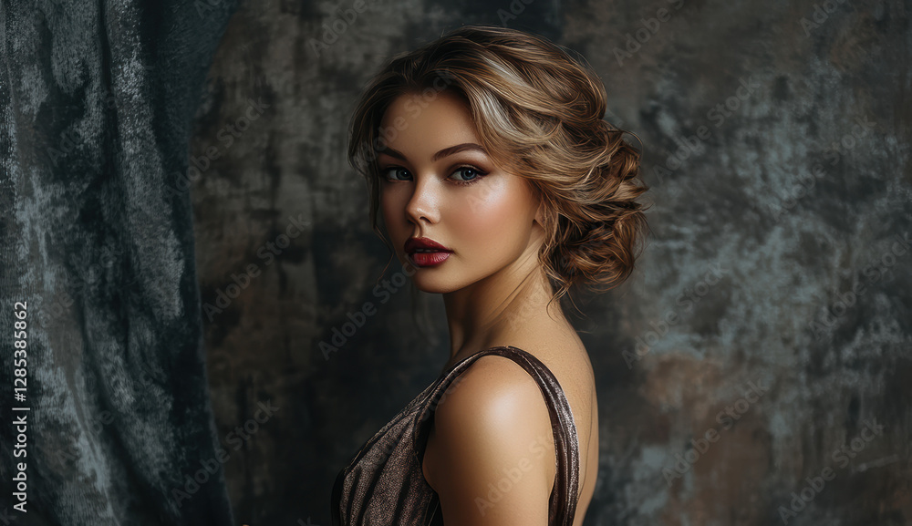 Fototapeta premium Captivating portrait of a woman studio photography artistic close-up beauty