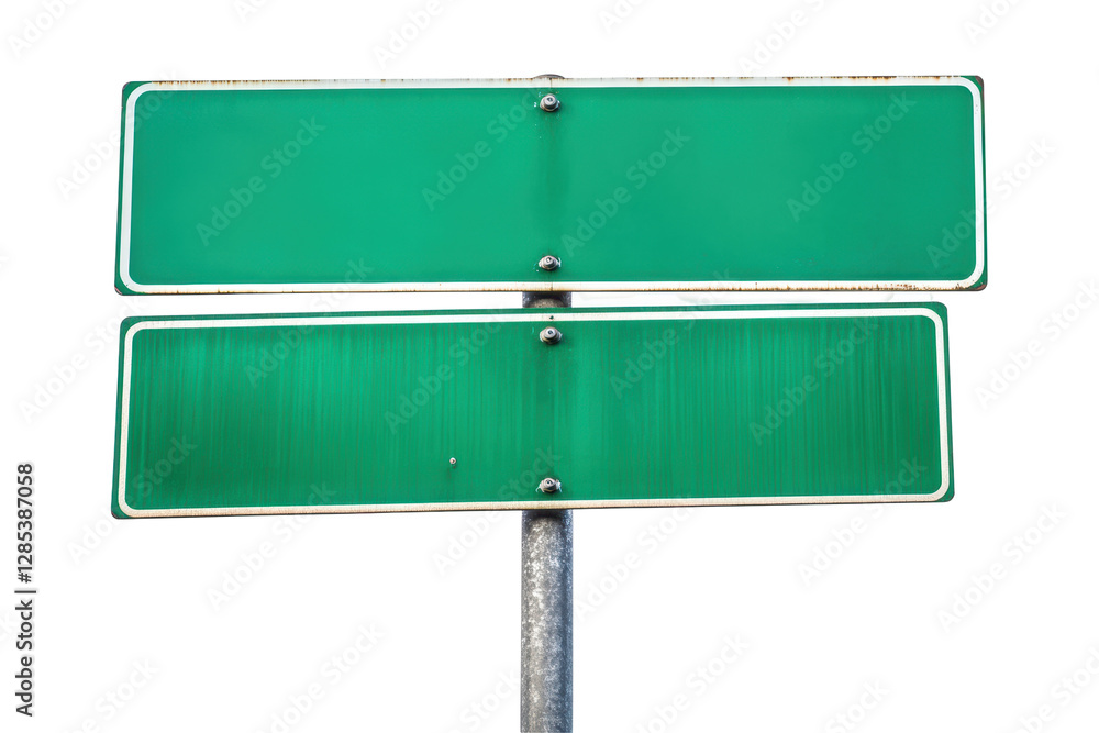 Isolated Double Green Road Sign with Blank Space for Custom Directions Isolated Double Green Road Sign with Blank Space for Custom Directions