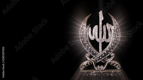 Wallpaper Mural Allah script and Hazrat Ali swords covered with diamond stones and light rays Torontodigital.ca