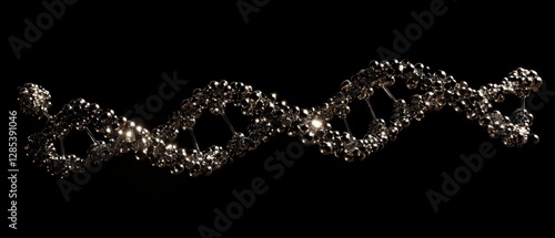 Artistic Representation of a DNA Double Helix Made of Glowing Particles for Modern Biotech Advertising photo