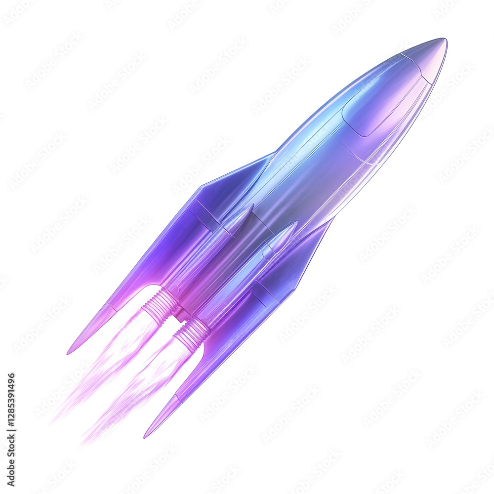 Isolated Futuristic Silver and Blue Rocket with Detailed Engine Isolated Futuristic Silver and Blue Rocket with Detailed Engine