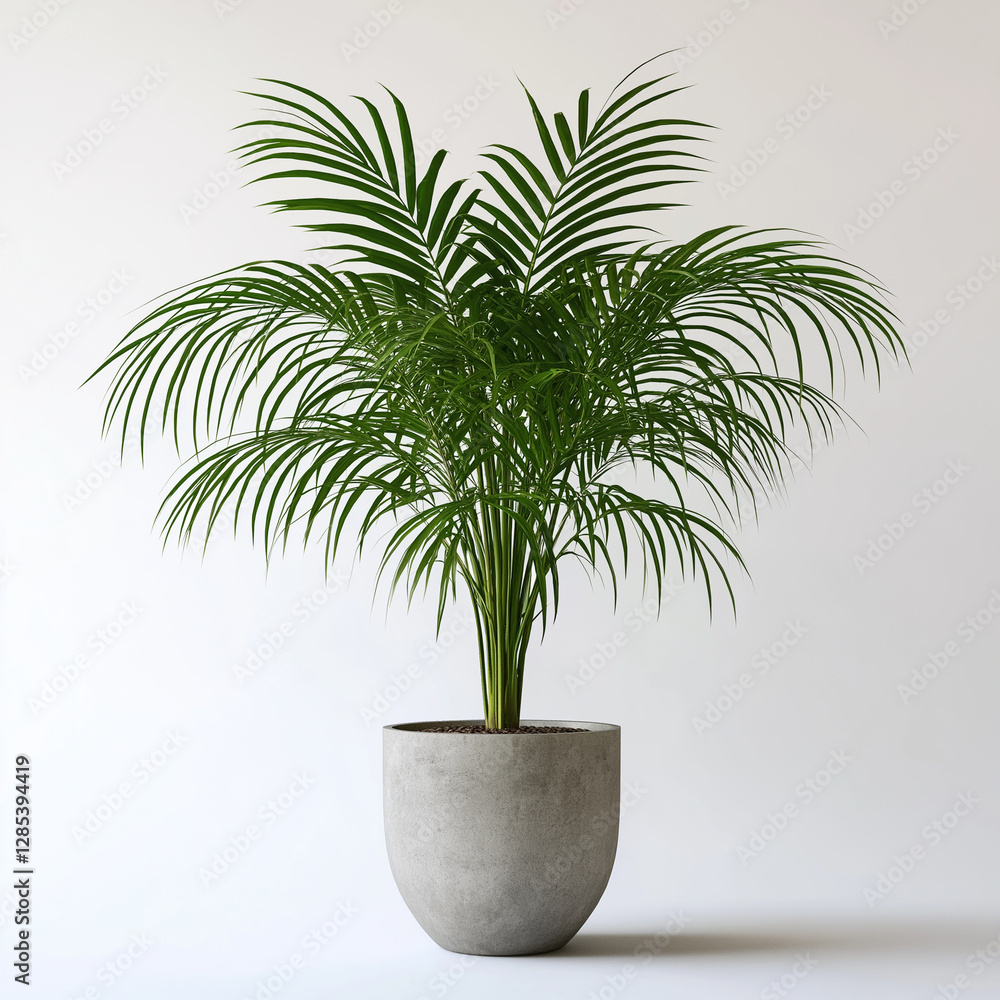 Obraz premium Kentia Palm in Grey Concrete Pot Indoor Plant Houseplant Photography