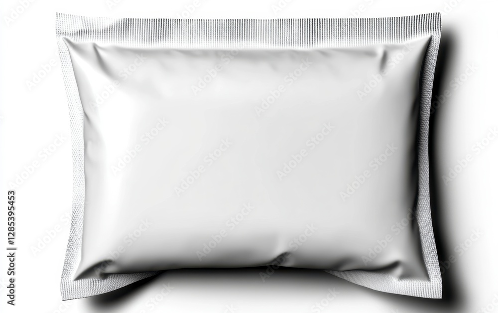 White rectangular pillow with a slightly textured surface, photographed against a plain white background. The pillow appears soft and smooth White rectangular pillow with a slightly textured surface, photographed against a plain white background. The pillow appears soft and smooth