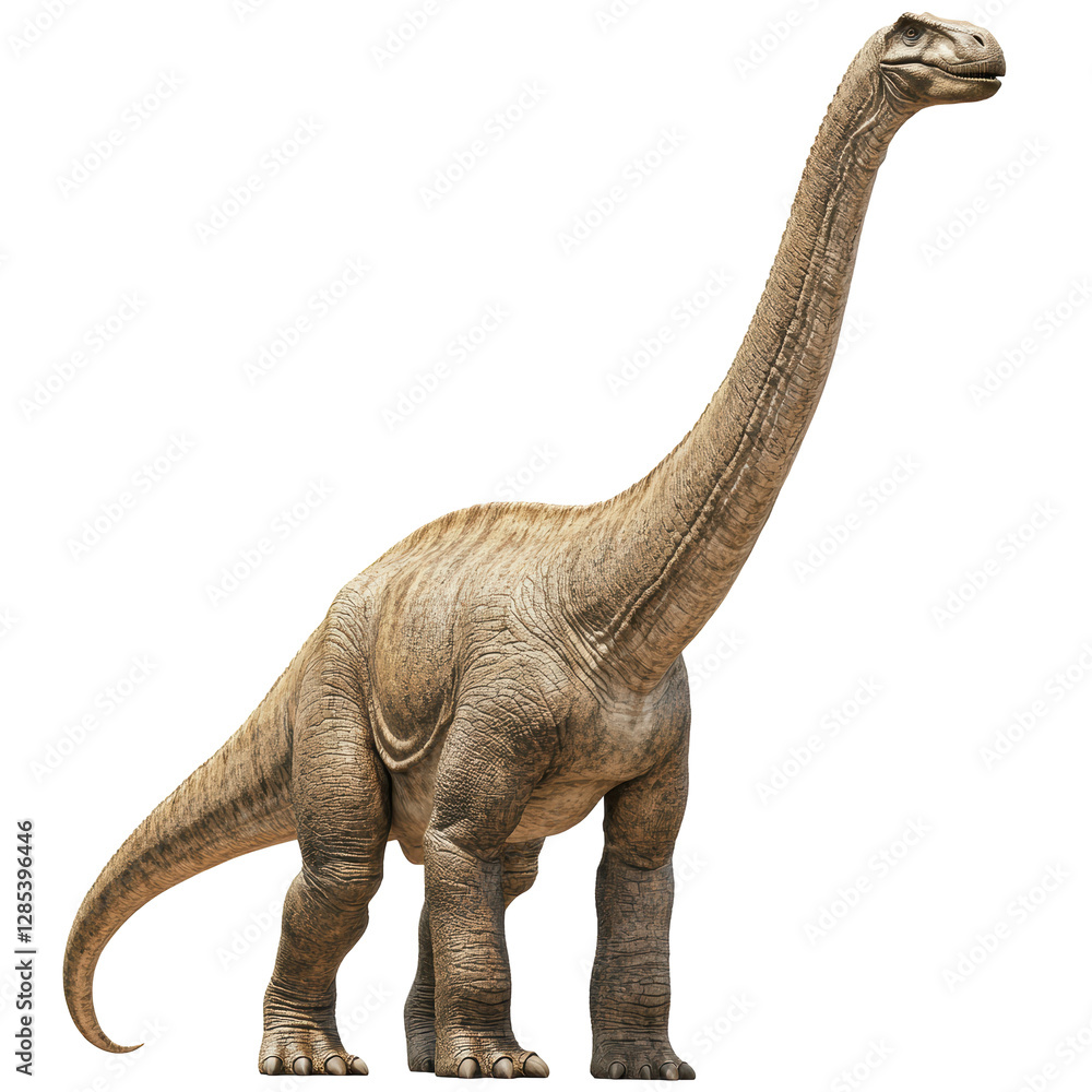Obraz premium Isolated Beige Brachiosaurus with Realistic Dinosaur Features