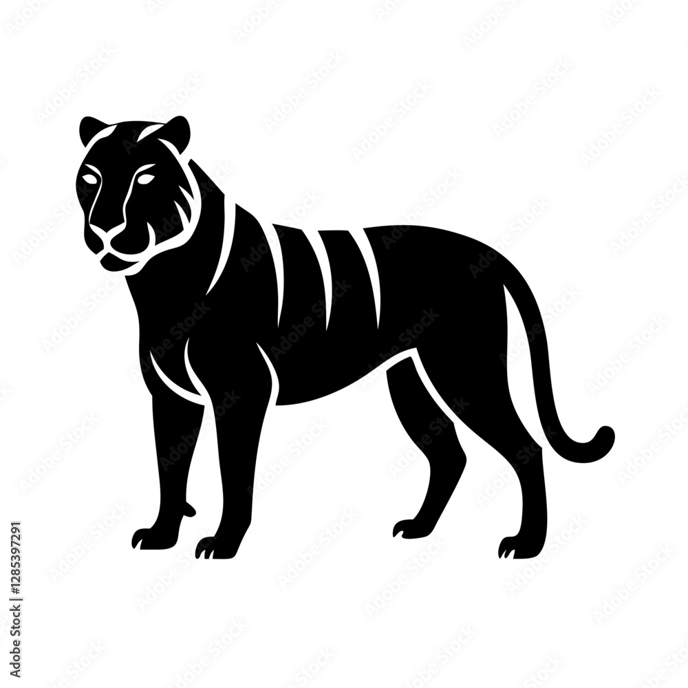 Tiger integrated with a shield design, representing protection and security. Tiger integrated with a shield design, representing protection and security.