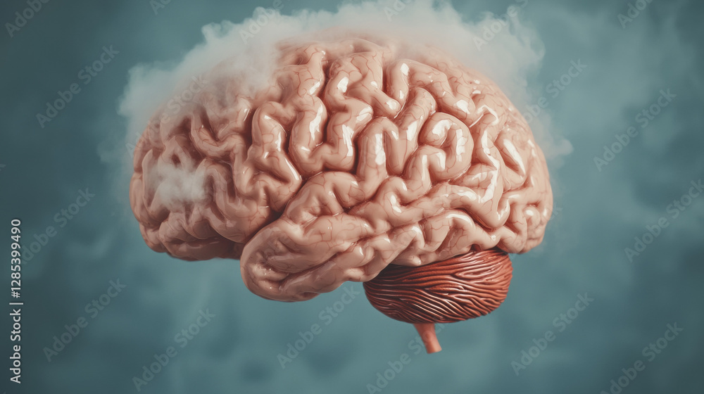 Dementia forgotten concept. 3D rendered brain image with a cloud-like effect. Dementia forgotten concept. 3D rendered brain image with a cloud-like effect.