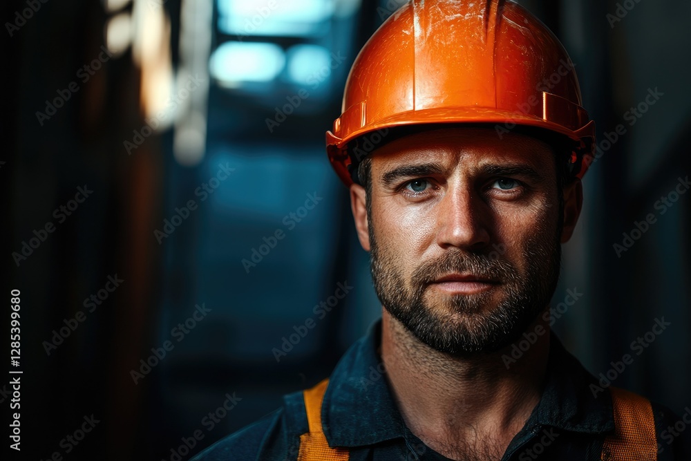 Ultra Hd Picture of Front View of Male Laborer with Hard Hat and Copy Space Ultra Hd Picture of Front View of Male Laborer with Hard Hat and Copy Space