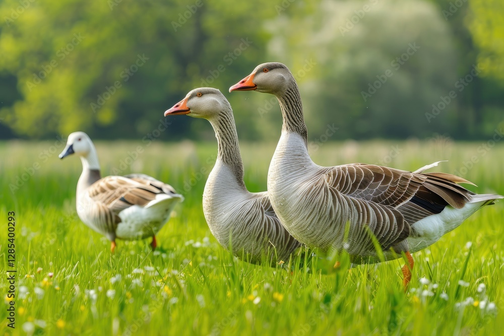 High Detail Picture of Side Viewgeese on the Grass High Detail Picture of Side Viewgeese on the Grass