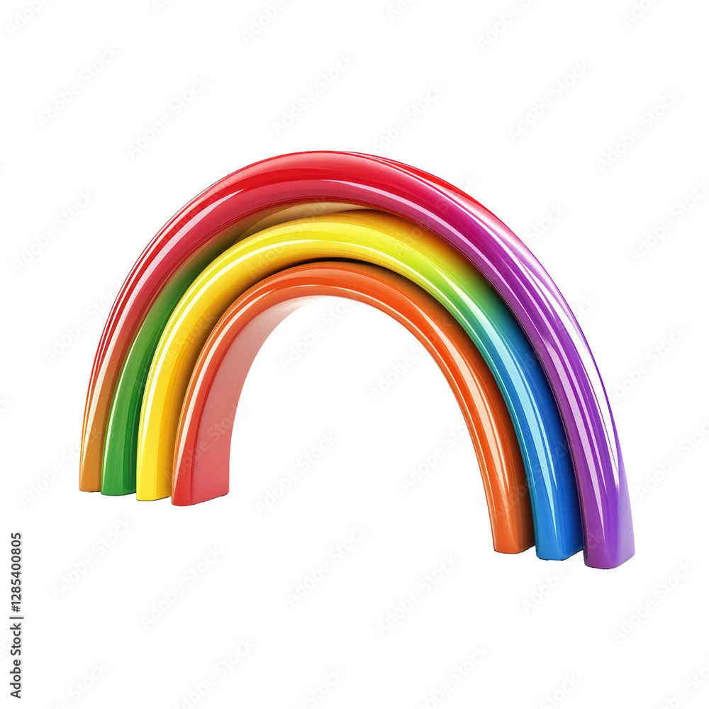 Isolated Colorful Rainbow Arch with Glossy Finish Isolated Colorful Rainbow Arch with Glossy Finish