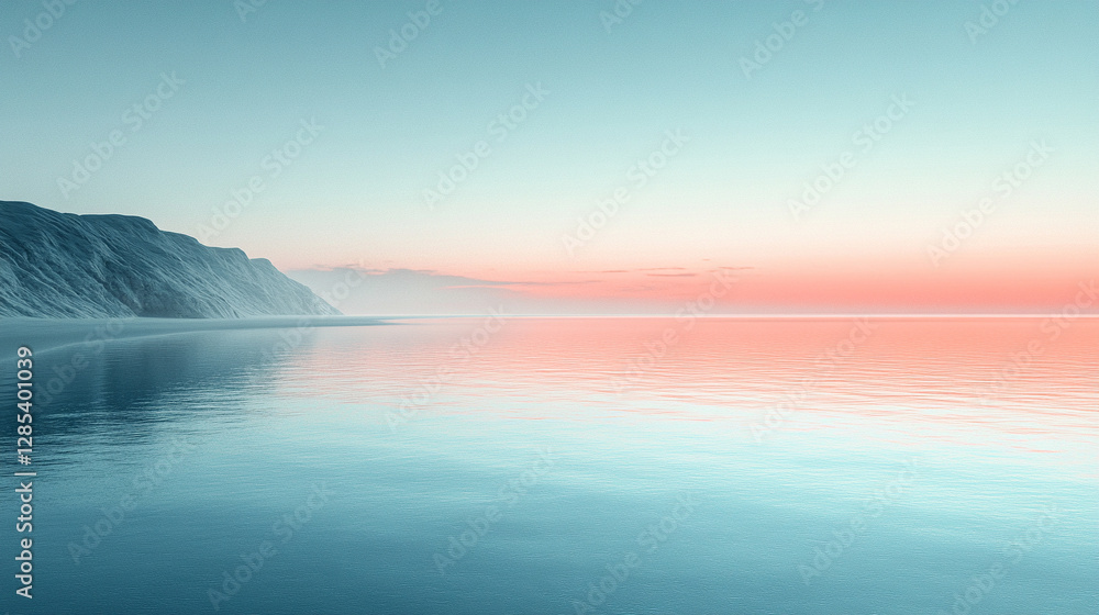 Fototapeta premium Bright morning light bathes the Del Sinis peninsula in a golden glow with modern elements blending into the natural landscape evoking renewal harmony and the connection between past and present