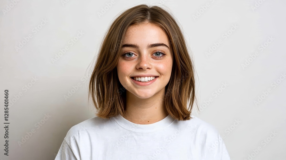 Portrait of young girl with flowing hair embracing serenity in white Portrait of young girl with flowing hair embracing serenity in white