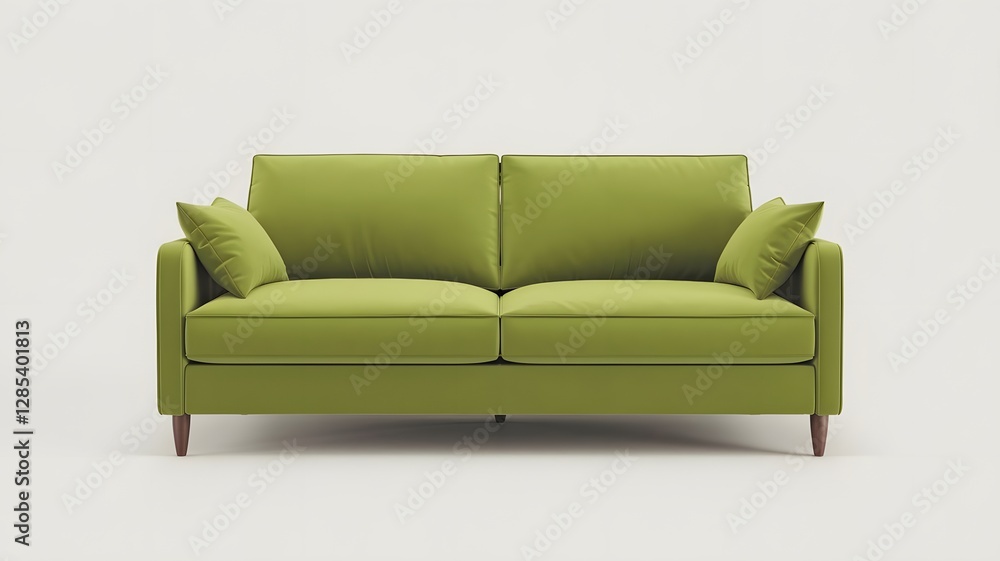 Modern lime green sofa against a neutral backdrop. Modern lime green sofa against a neutral backdrop.