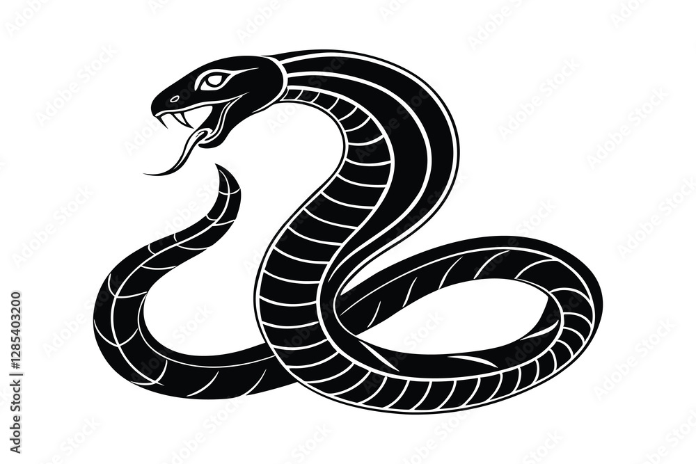 Fototapeta premium snake silhouette vector illustration on white background
