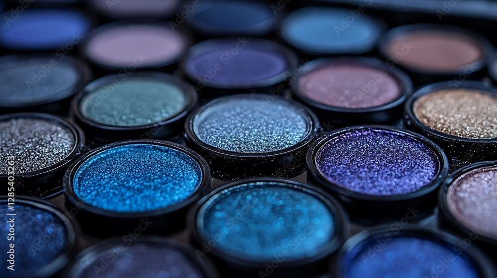 A Collection of Eyeshadows in Varied Shades of Blues and Purples A Collection of Eyeshadows in Varied Shades of Blues and Purples