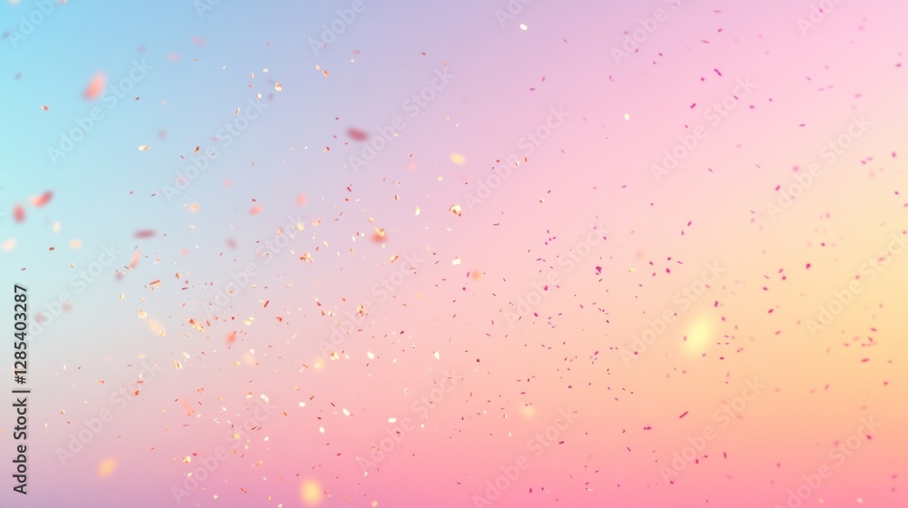 Colorful Glittering Particles in a Soft Gradient Background at Dusk Colorful Glittering Particles in a Soft Gradient Background at Dusk