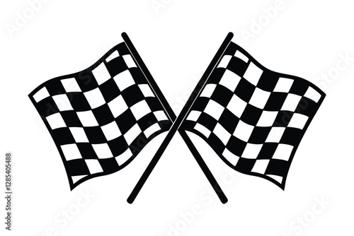 Checkered flag signifies race finish vector illustration