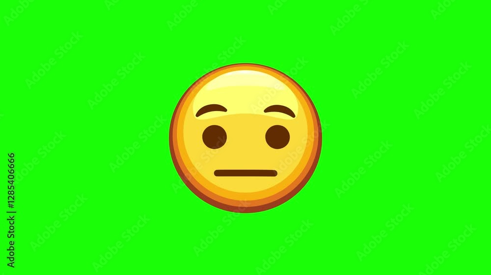 Smirking face emoji animated on a green screen Smirking face emoji animated on a green screen