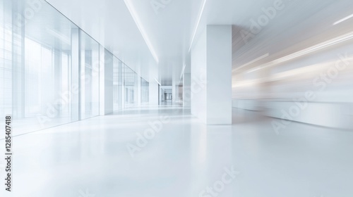 Wallpaper Mural Abstract blurred shot of a modern open space office with white walls, minimalist furniture, and natural light streaming in, creating a fresh and clean atmosphere. Torontodigital.ca