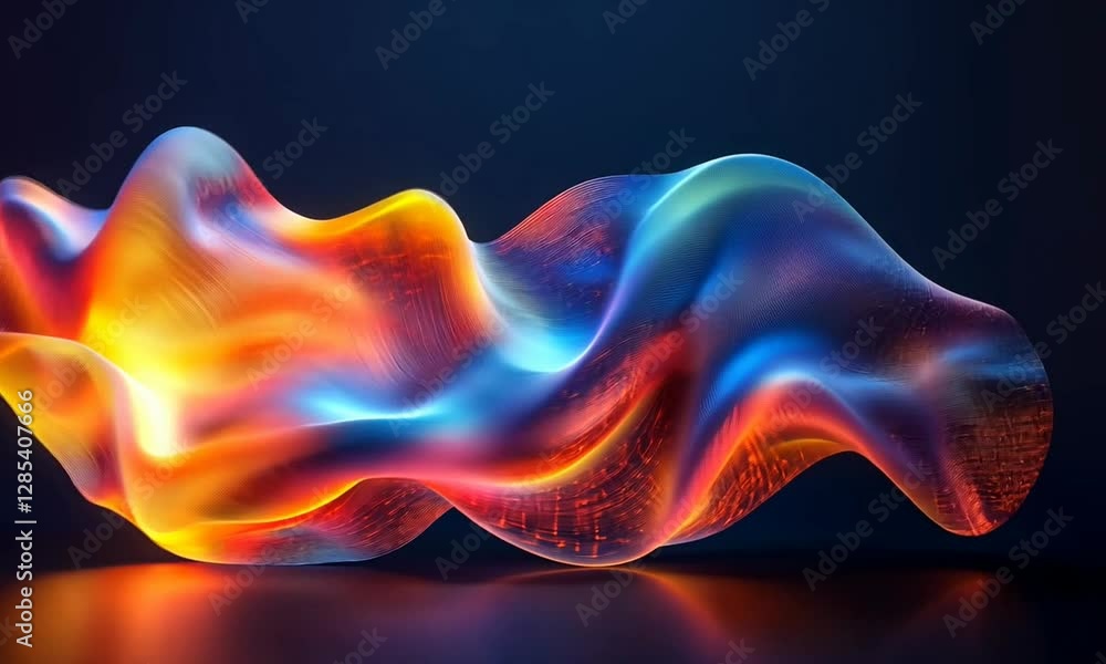 Abstract colorful wave design with vibrant hues flowing in a dark background, showcasing fluid motion Abstract colorful wave design with vibrant hues flowing in a dark background, showcasing fluid motion
