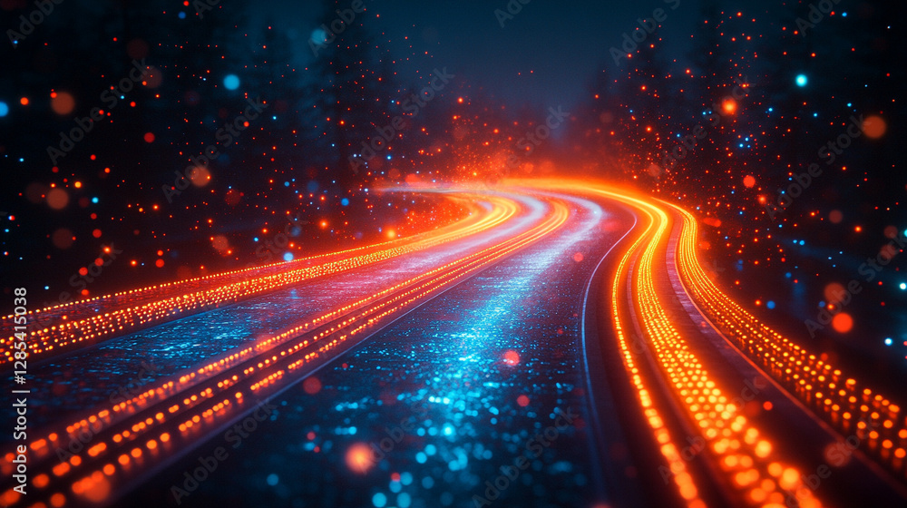 Fototapeta premium Futuristic abstract HUD interface with glowing holographic elements and data streams Symbolizing advanced technology artificial intelligence and digital innovation in a sci-fi virtual environment