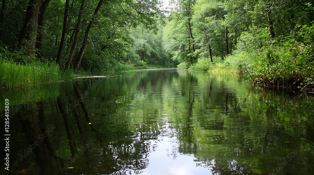 Serene Reflection of Trees in a Calm Lake Surrounded by Nature : Generative AI Serene Reflection of Trees in a Calm Lake Surrounded by Nature : Generative AI