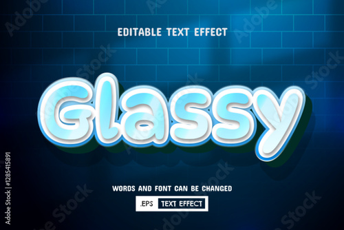 Glassy text - editable blue 3d text effect