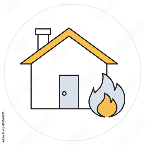 House fie icon, Emergency House Fire Response, Protecting Your Home from Fire Hazards, vector