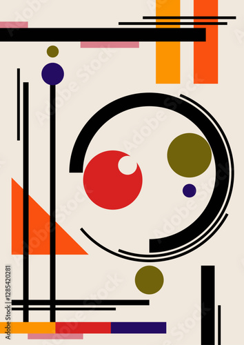 Bauhaus Style Poster, Abstract Background 1920s - 1930s Style