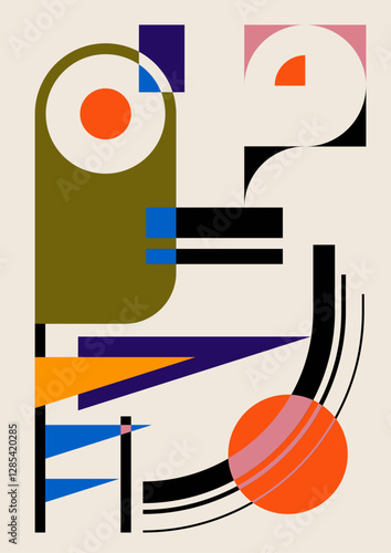Bauhaus Style Poster, Abstract Background 1920s - 1930s Style