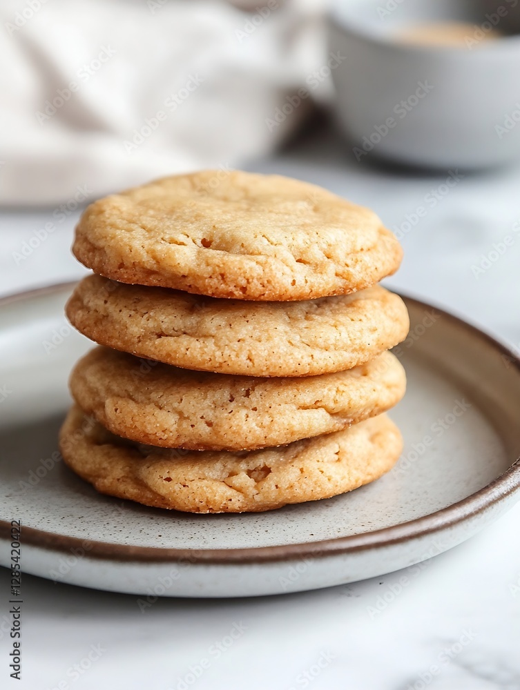 Deliciously Soft and Chewy Cookies Stacked on a Neutral Plate for Sweet Dessert Inspiration : Generative AI Deliciously Soft and Chewy Cookies Stacked on a Neutral Plate for Sweet Dessert Inspiration : Generative AI