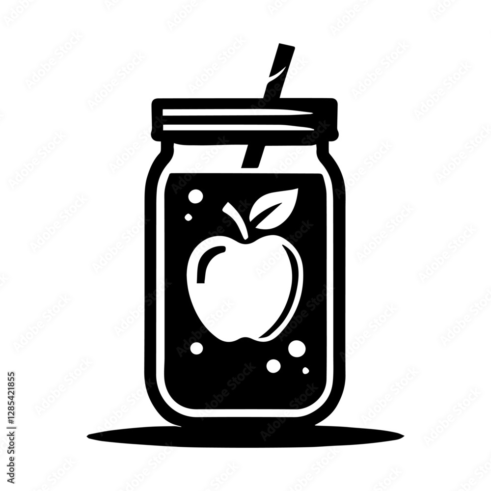 Simple Vector Icon of a Apple Juice – Logo Design Illustration Simple Vector Icon of a Apple Juice – Logo Design Illustration