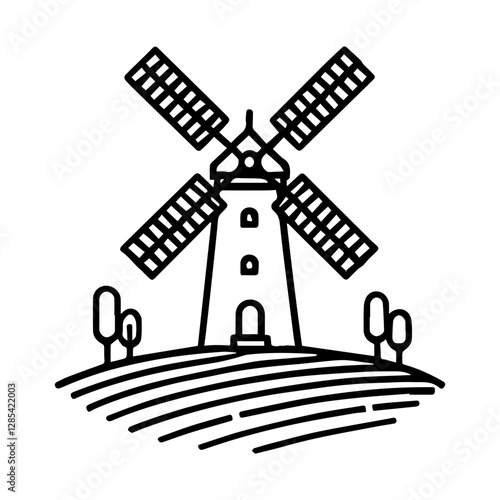 Simple Vector Icon of a windmills – Logo Design Illustration