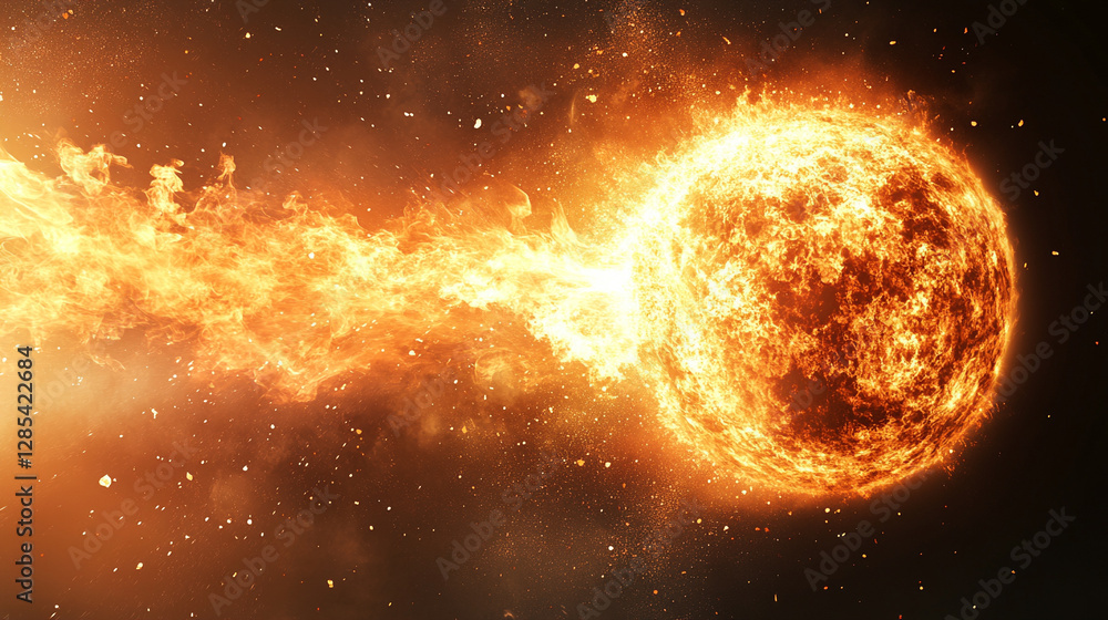 Obraz premium Blazing sun dominates a parched landscape symbolizing global overheating Intense heat waves and cracked earth represent climate change urgency and the impact of extreme solar radiation on the planet