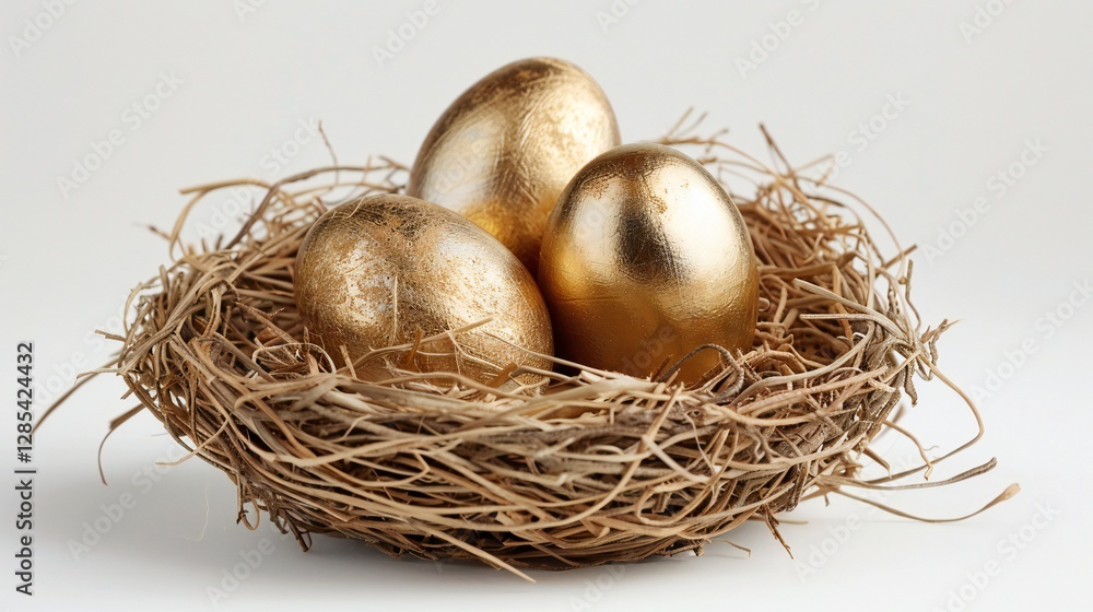 Golden Easter Eggs in Straw Nest PNG Golden Easter Eggs in Straw Nest PNG