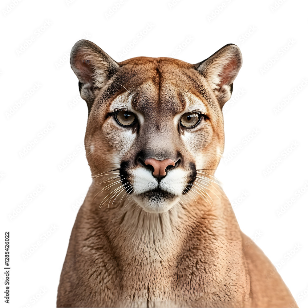 Obraz premium Cougar (mountain lion) face portrait isolated die cut 