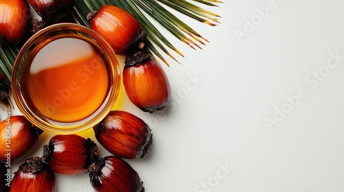 Wallpaper Mural Palm Oil and Palm Fruits in Bowl with Green Leaf Torontodigital.ca